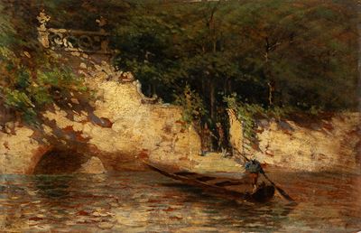 Scena neosettecentesca, olio su tavola