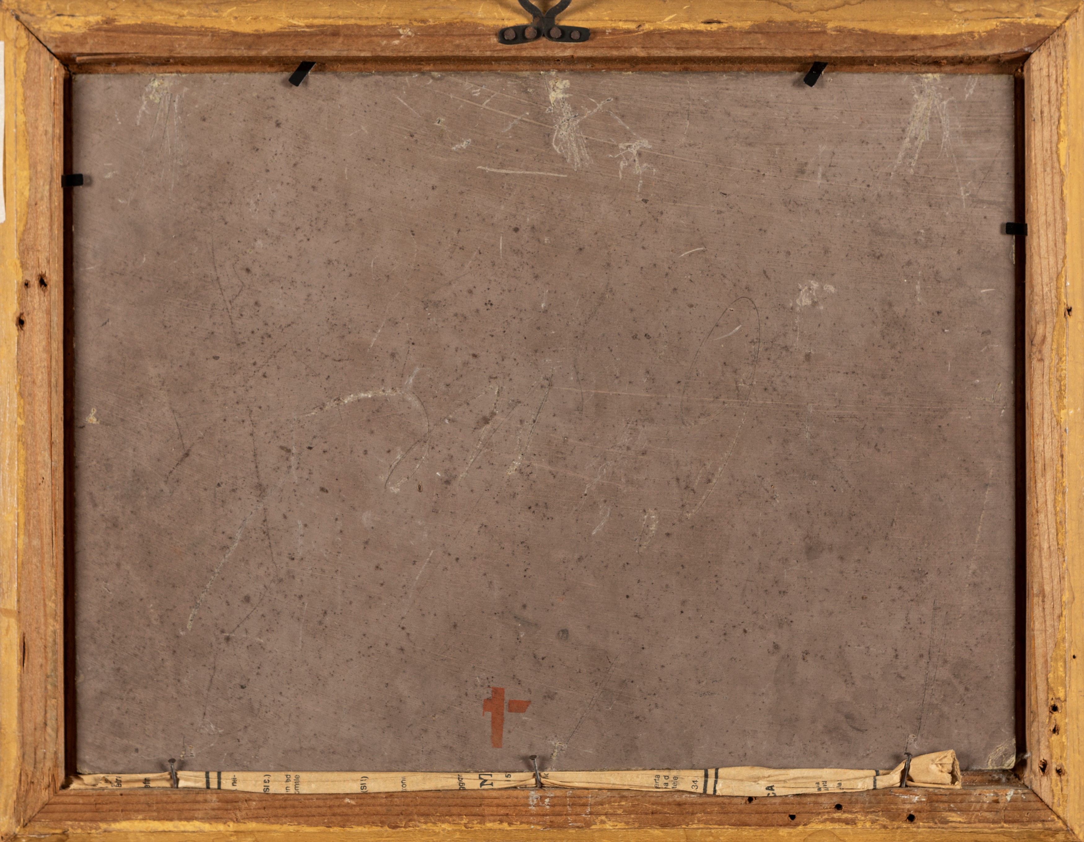 Scuola del Secolo XIX - Autore sconosciuto, Viandante nel paesaggio, olio su cartone pressato