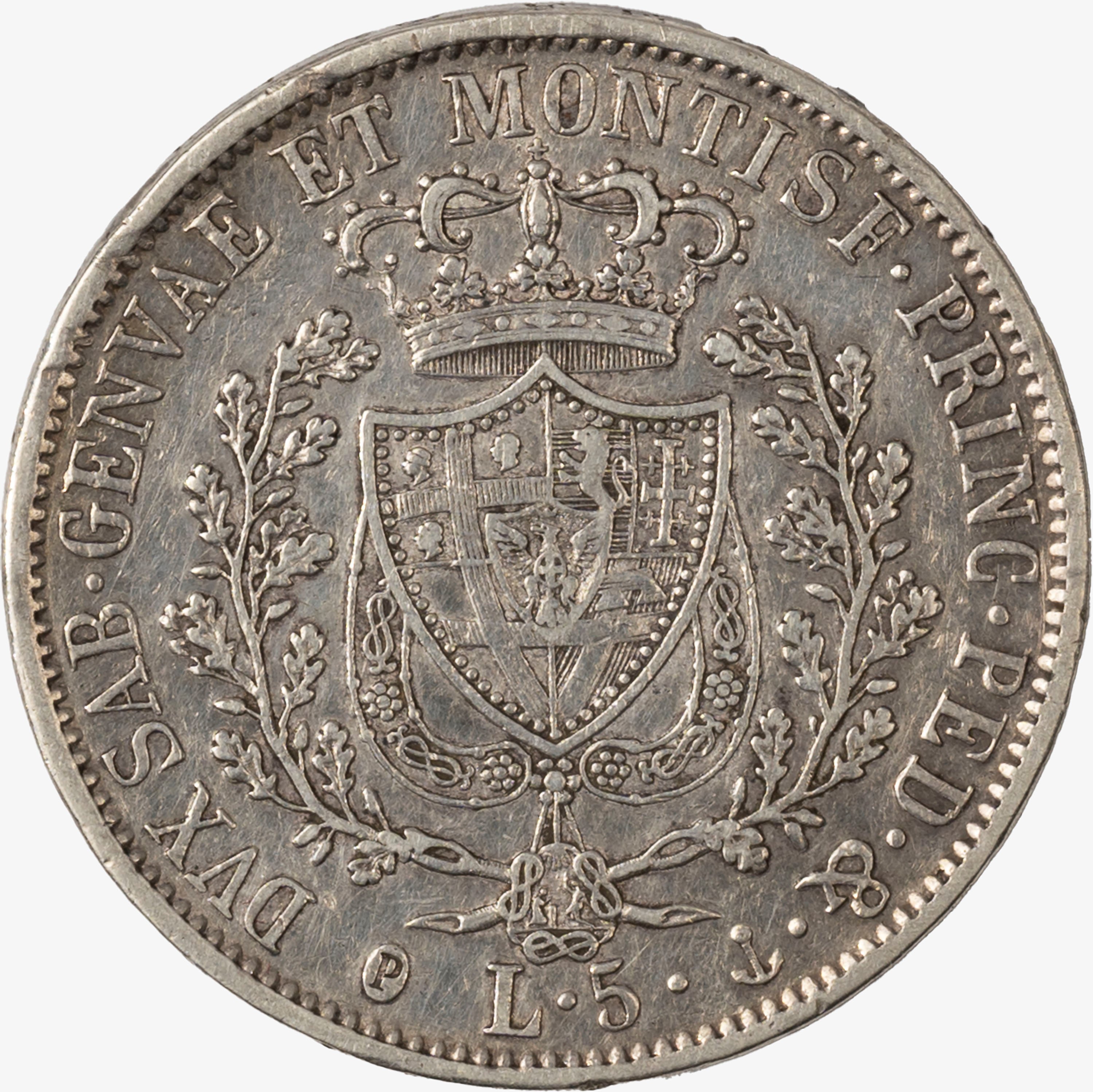 Regno di Sardegna, Carlo Felice, 1821-1831 - Regno di Sardegna, 5 Lire, 1827