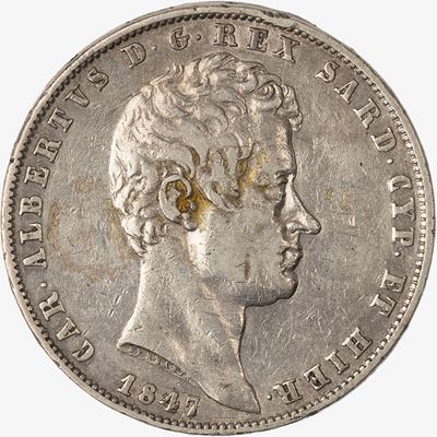 Regno di Sardegna, 5 Lire, 1847