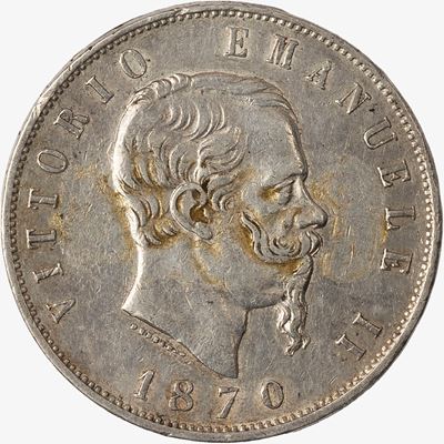 Regno d'Italia, 5 Lire, 1870, Vittorio Emanuele II