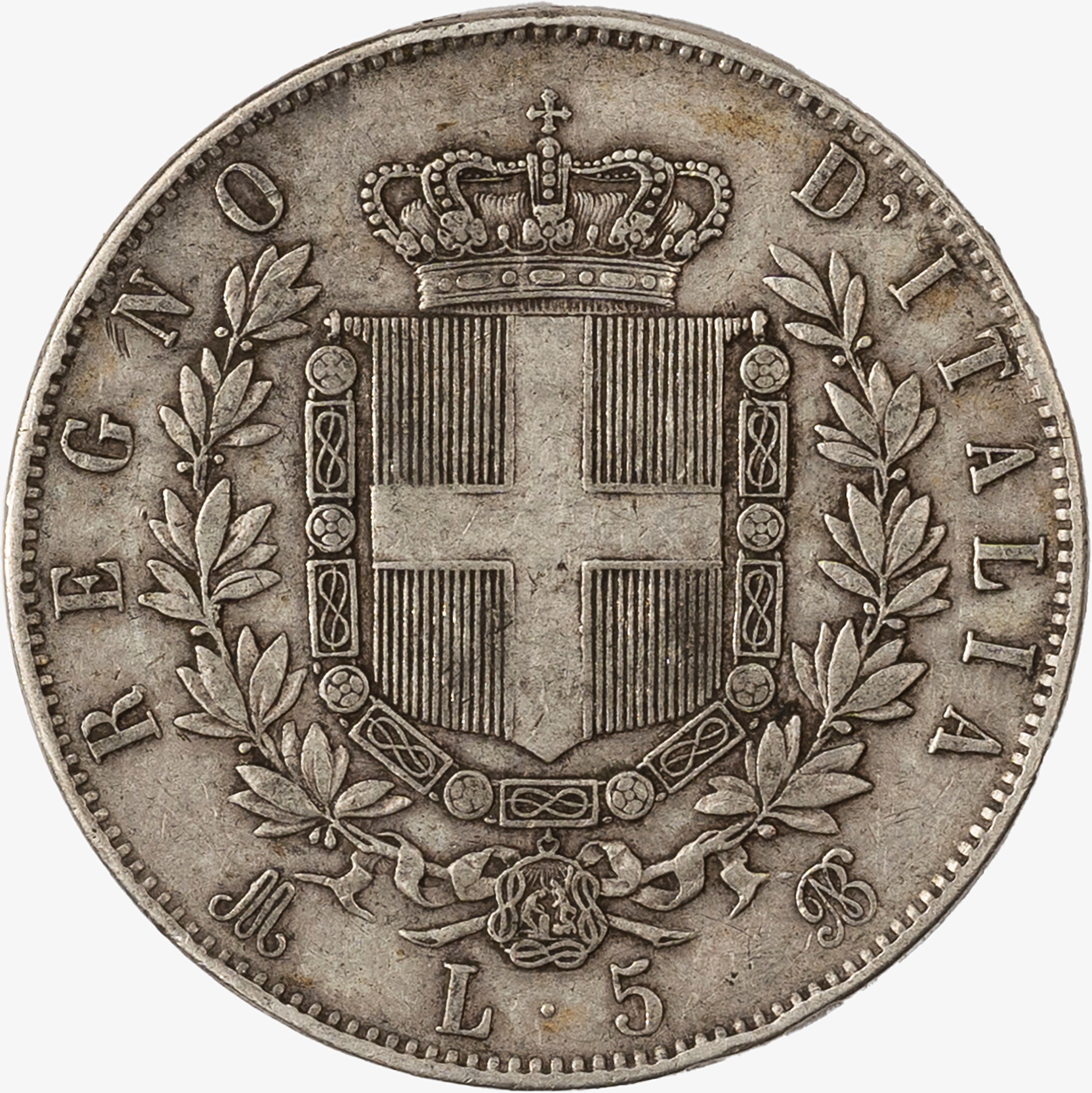 Regno D'italia, Vittorio Emanuele II, 1861-1878 - Regno d'Italia, Vittorio Emanuele II, 5 Lire, 1...
