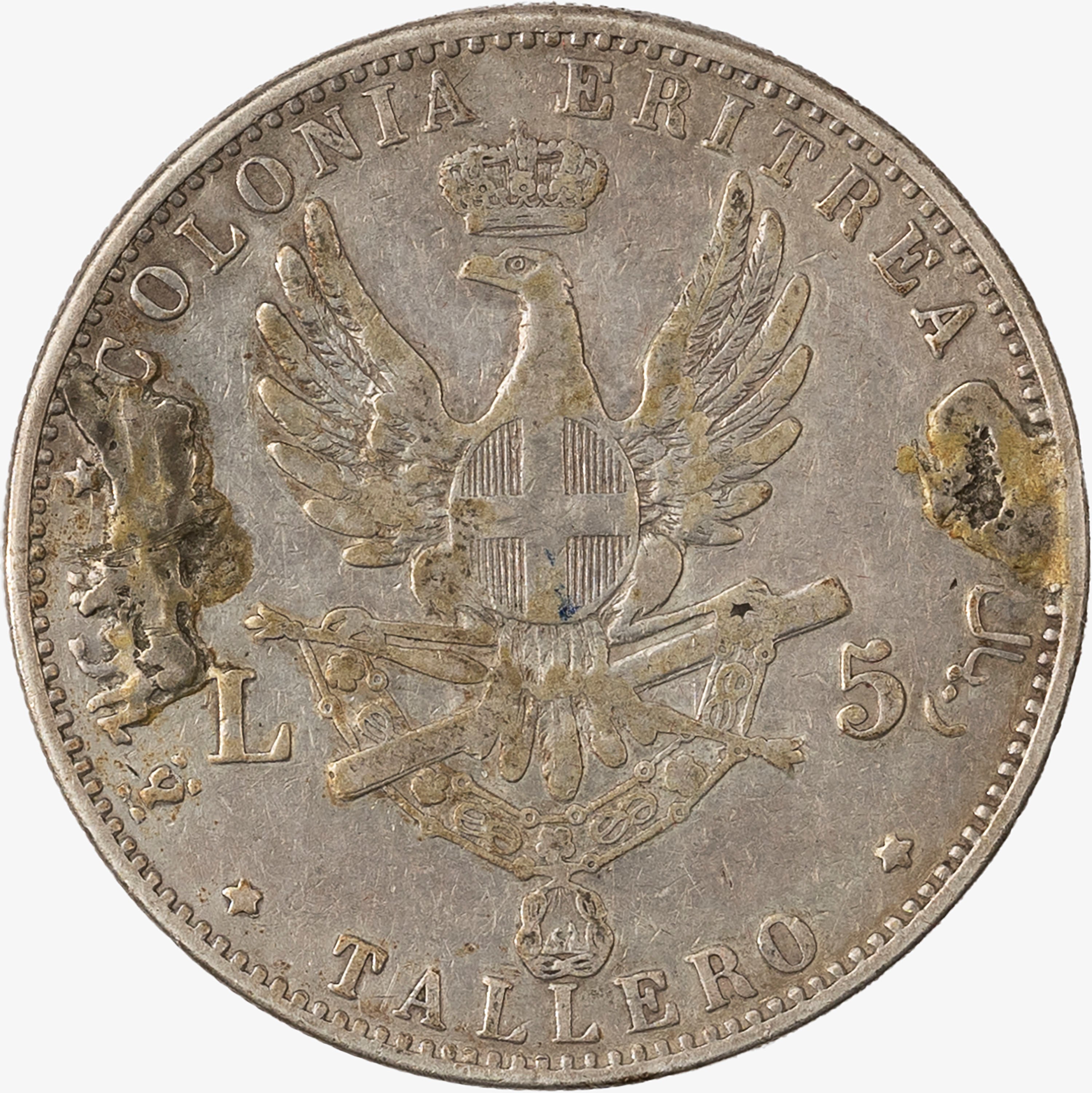 Regno D'italia, Umberto I, 1878-1900, Colonie - Eritrea - Regno d'Italia, Tallero da 5 Lire, 1891