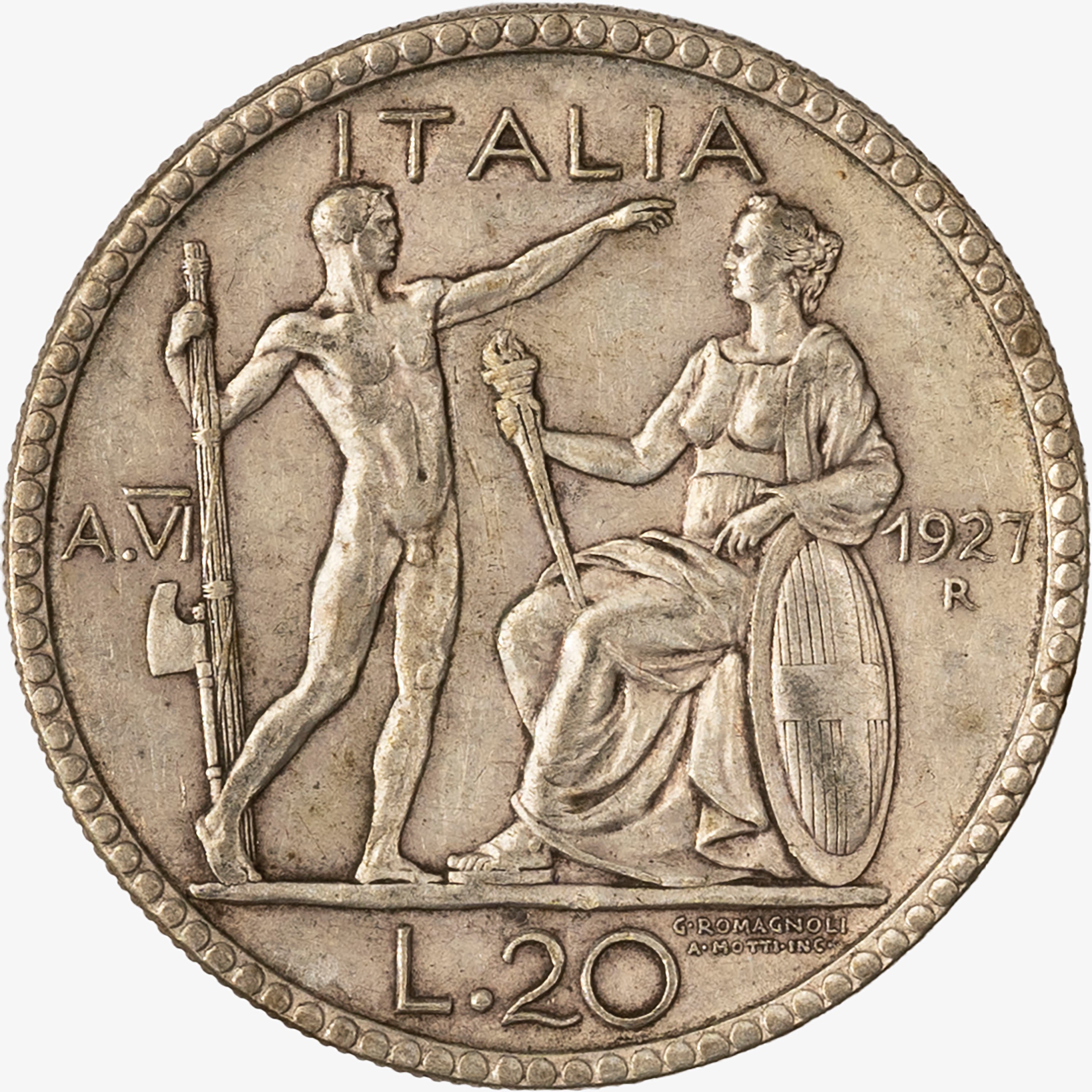 Regno D'italia, Vittorio Emanuele III, 1900-1946 - VITTORIO EMANUELE III, Moneta da 20 Lire, Anno...