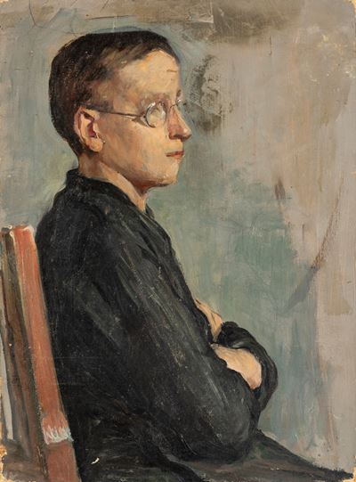 Ritratto maschile, olio su cartone