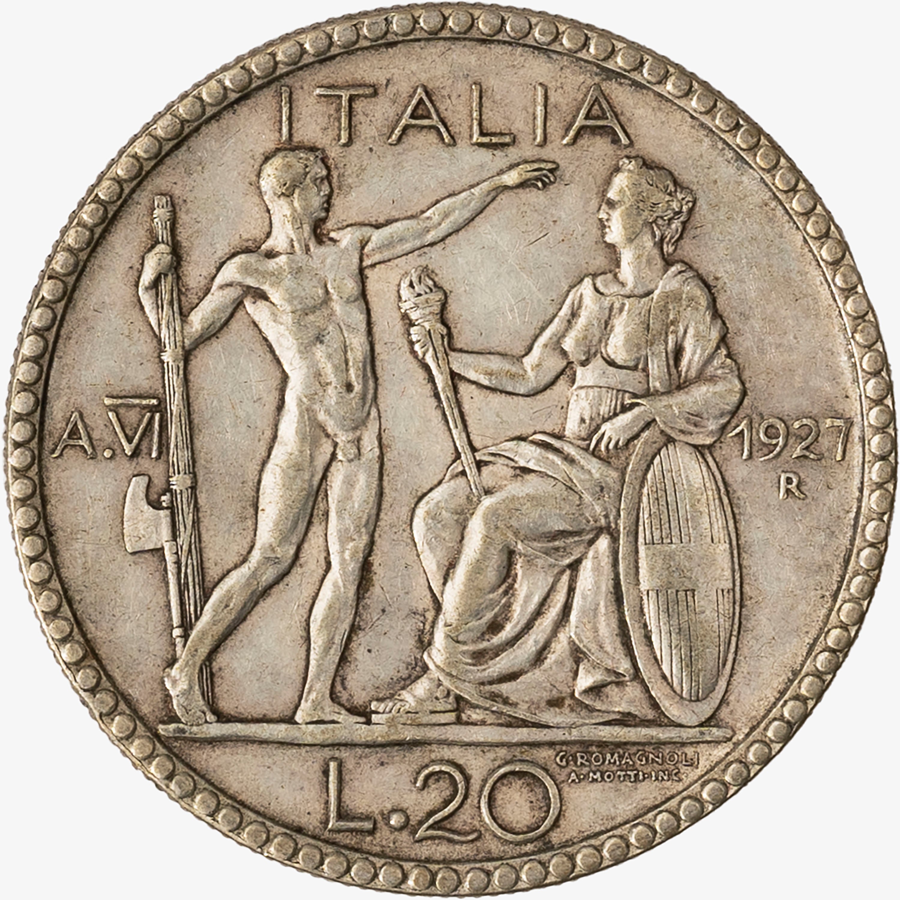 Regno D'italia, Vittorio Emanuele III, 1900-1946 - Regno d'Italia, Vittorio Emanuele III, 20 Lire...