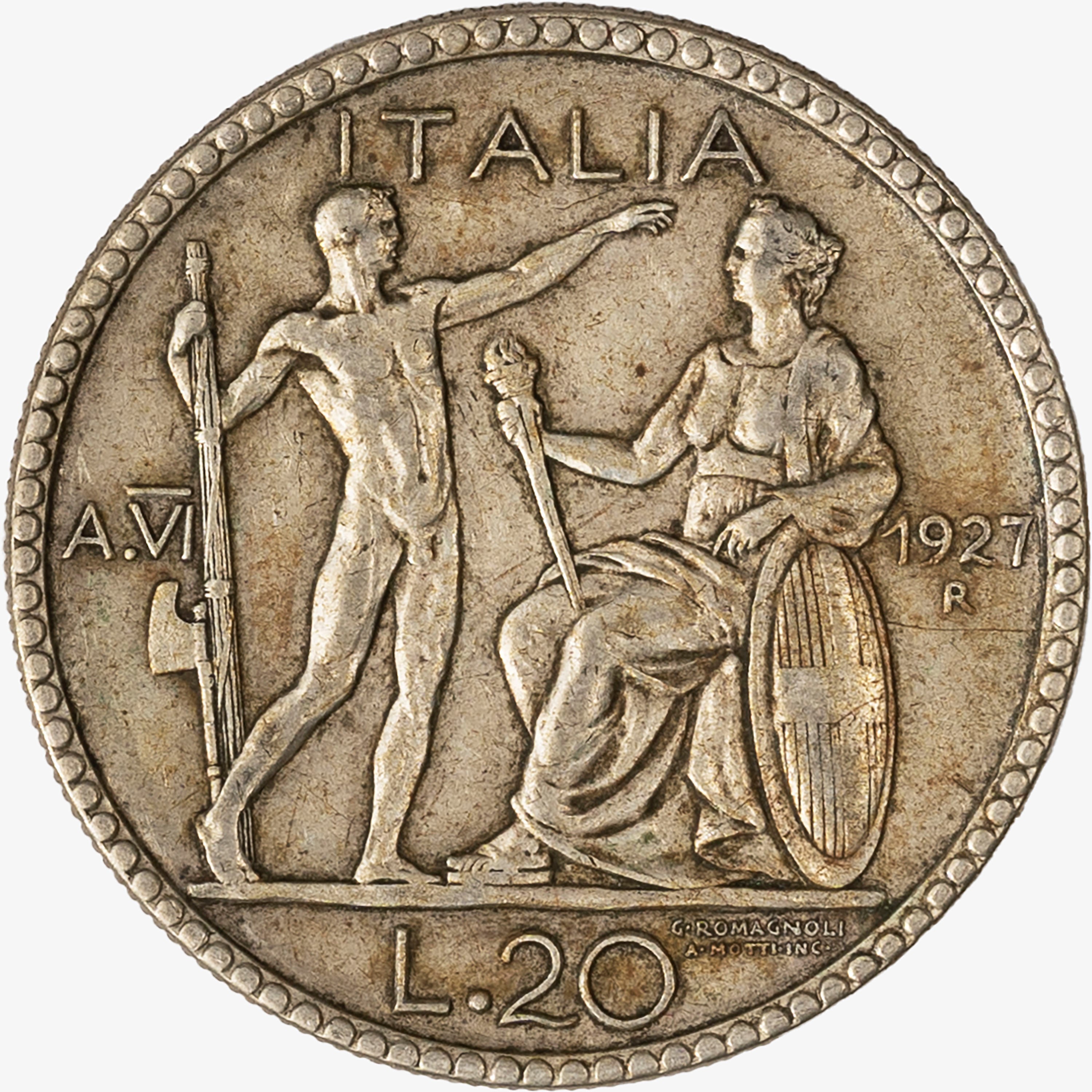 Regno D'italia, Vittorio Emanuele III, 1900-1946 - Regno d'Italia, Vittorio Emanuele III, 20 Lire...