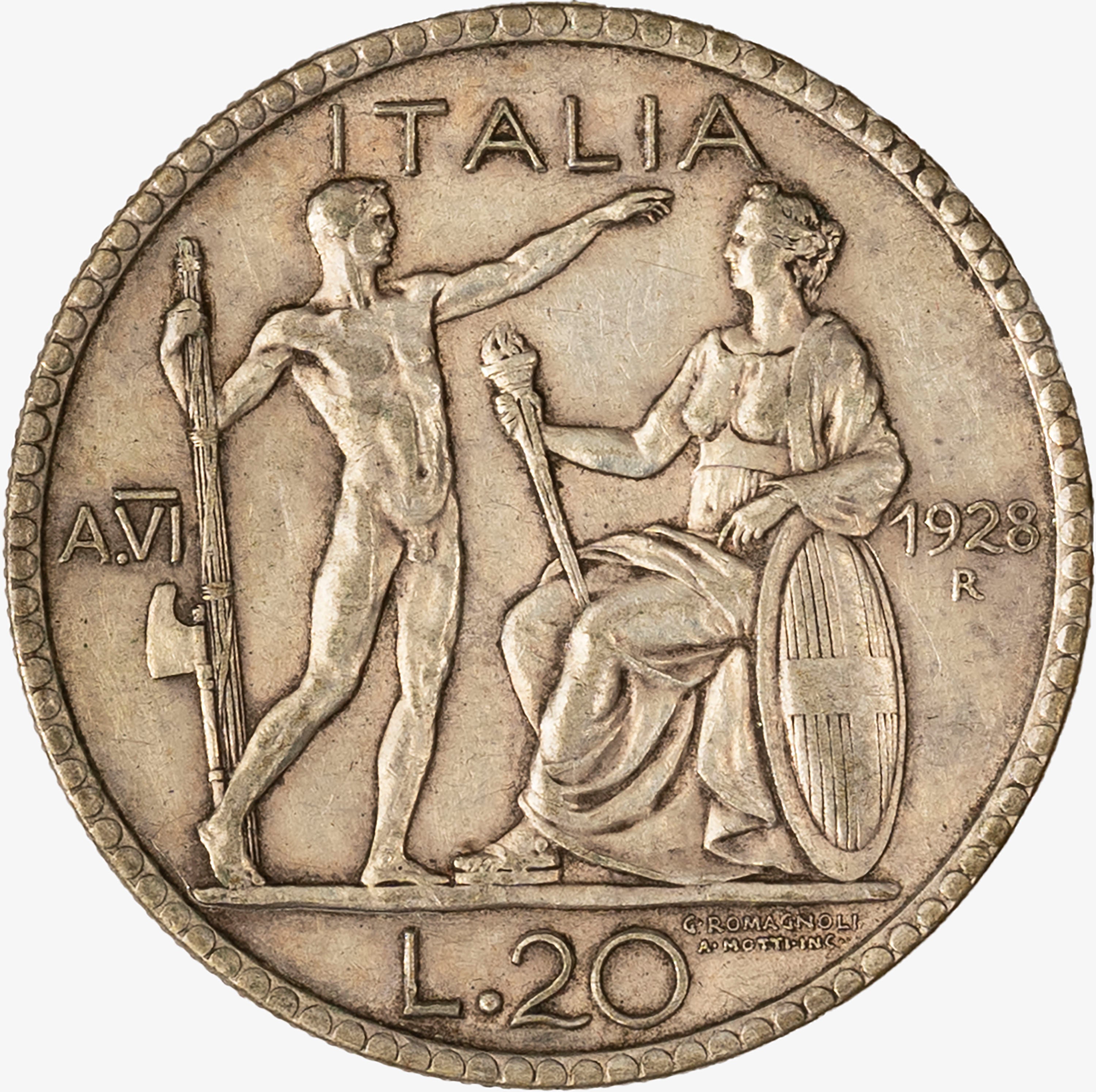 Regno D'italia, Vittorio Emanuele III, 1900-1946 - VITTORIO EMANUELE III, Moneta da 20 Lire, Anno...