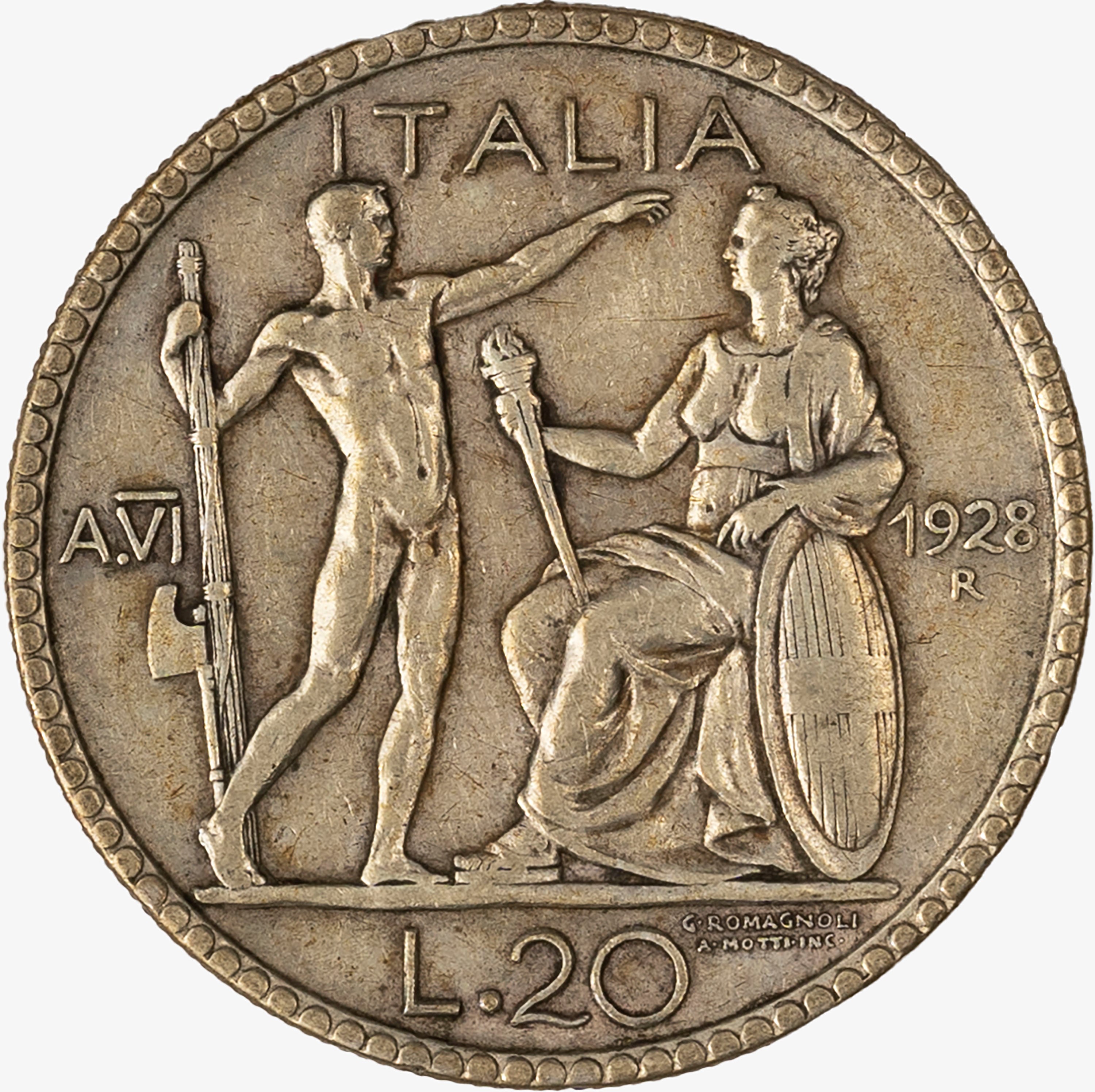 Regno D'italia, Vittorio Emanuele III, 1900-1946 - Regno d'Italia, Vittorio Emanuele III, 20 Lire...