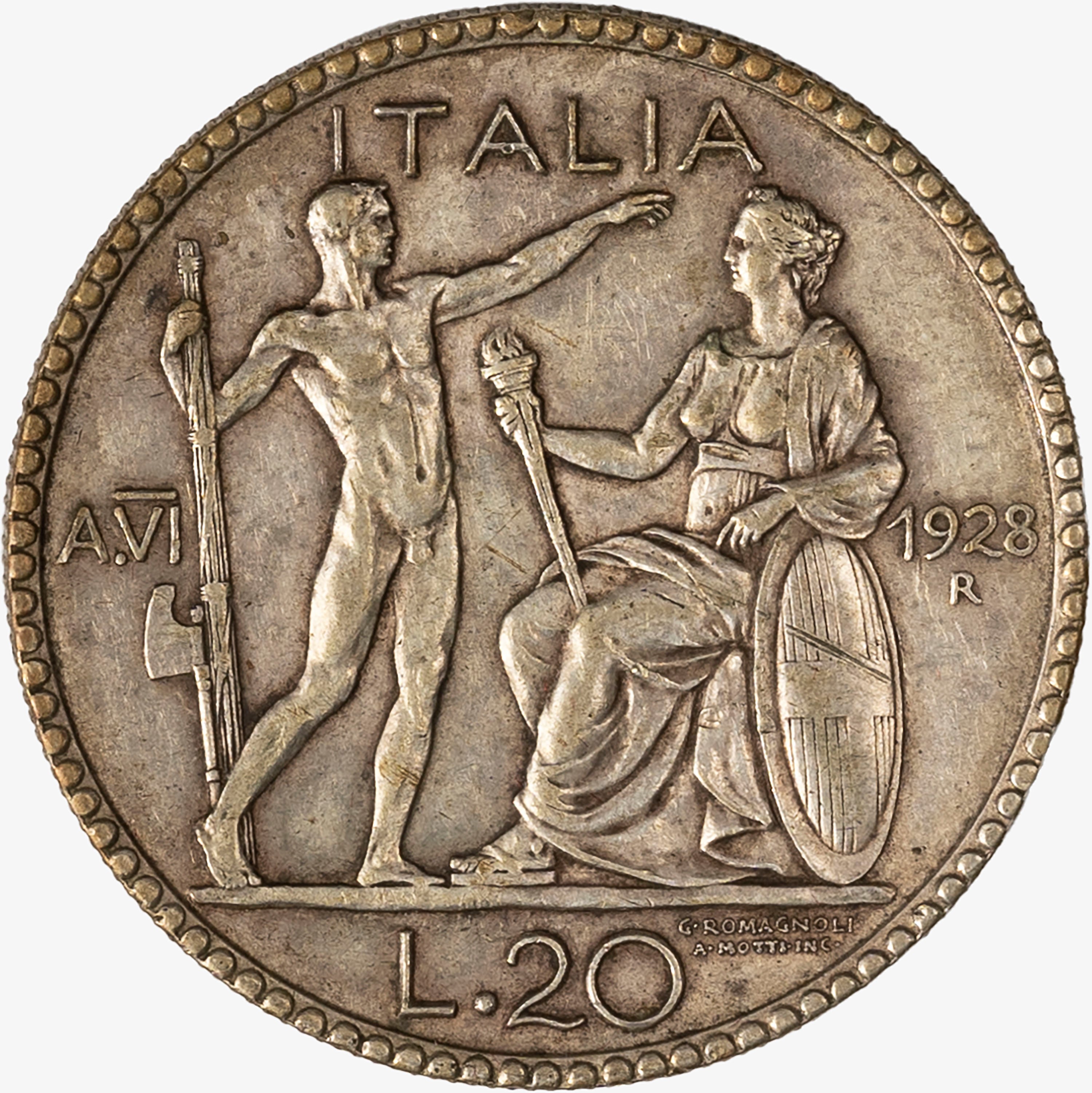 Regno D'italia, Vittorio Emanuele III, 1900-1946 - Regno d'Italia, Vittorio Emanuele III, 20 Lire...