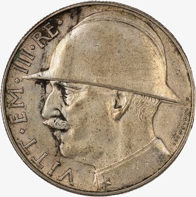 Regno d'Italia, Vittorio Emanuele III, 20 Lire Elmetto, 1928, Argento