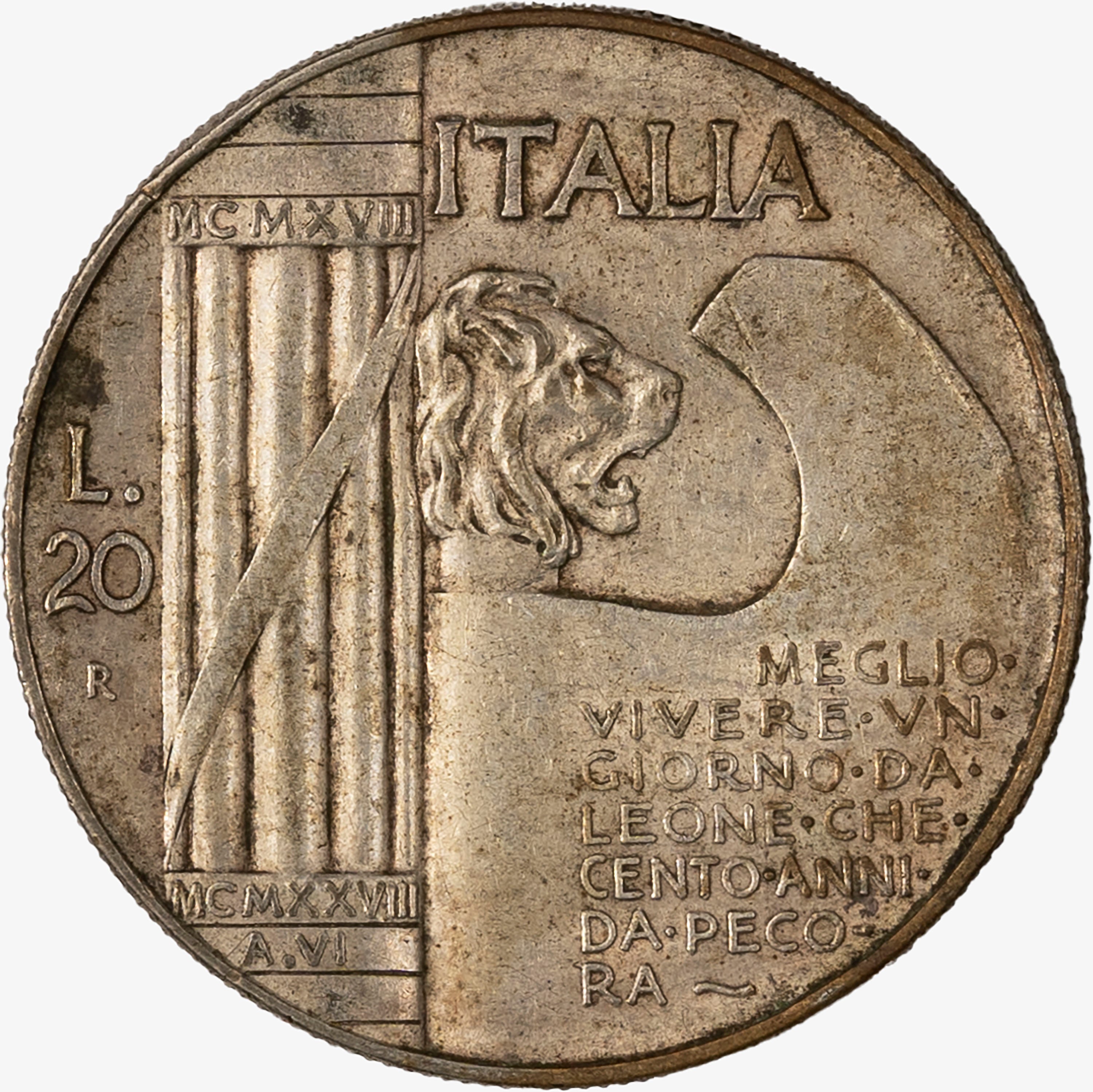 Regno D'italia, Vittorio Emanuele III, 1900-1946 - Regno d'Italia, Vittorio Emanuele III, 20 Lire...