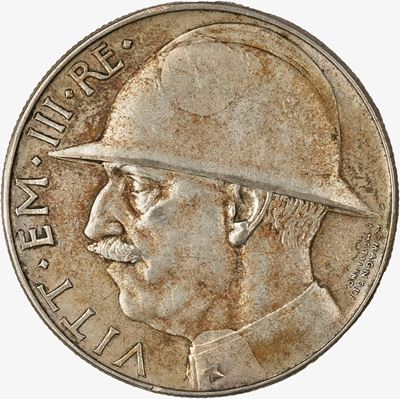 Regno d'Italia, Vittorio Emanuele III, 20 Lire Elmetto, 1928, argento
