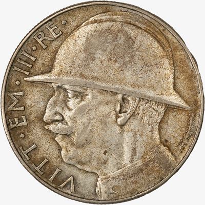 Regno d'Italia, Vittorio Emanuele III, 20 Lire con Elmetto, 1928, argento
