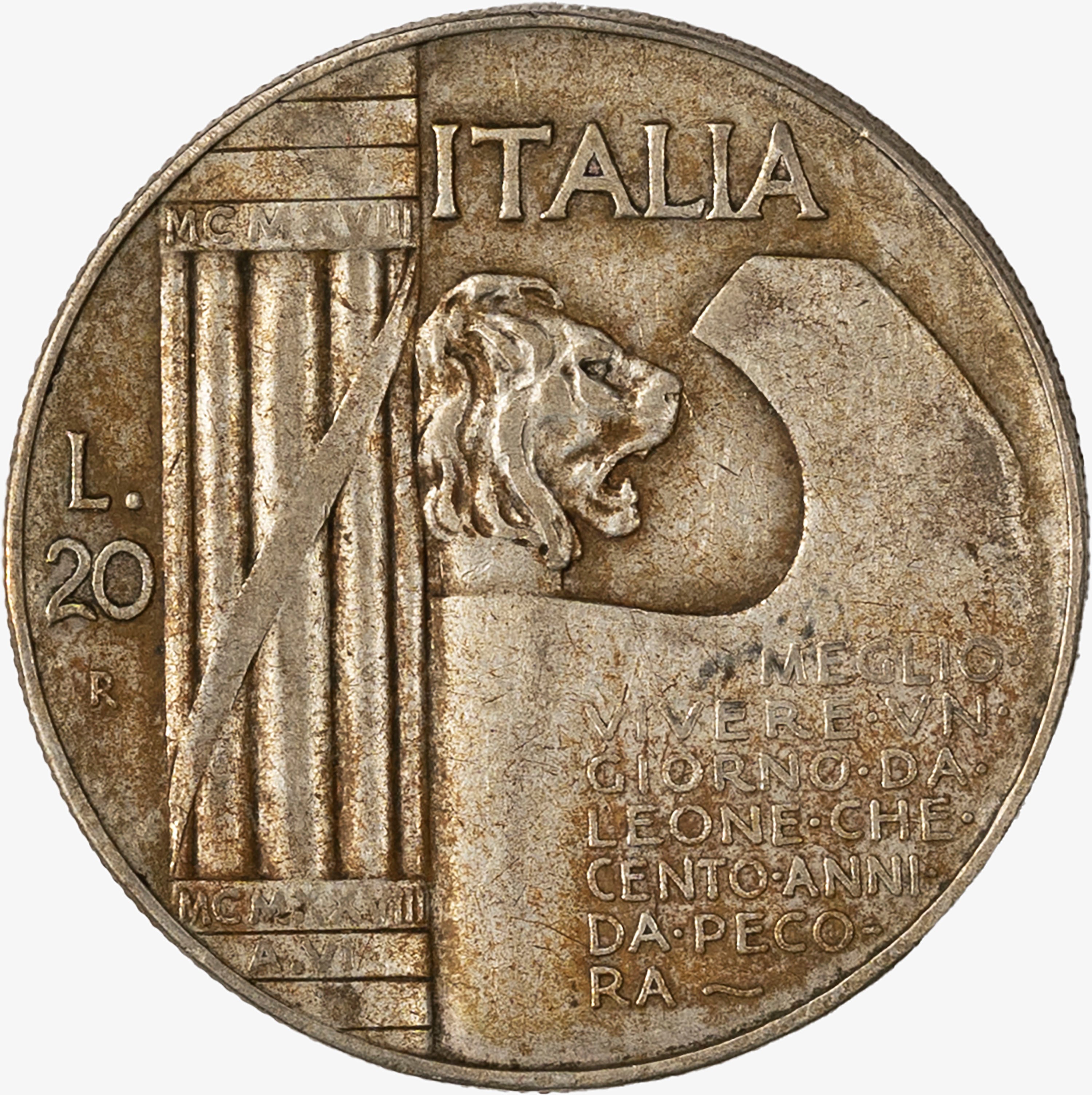 Regno D'italia, Vittorio Emanuele III, 1900-1946 - Regno d'Italia, Vittorio Emanuele III, 20 Lire...