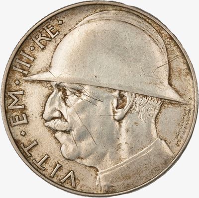 VITTORIO EMANUELE III, 20 Lire Elmetto, moneta in argento, 1928
