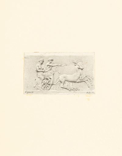 Scena con carro di Diana, matita su carta applicata a cartoncino, 1871