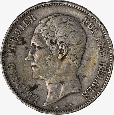 LEOPOLD I, 5 Franchi in argento, 1853