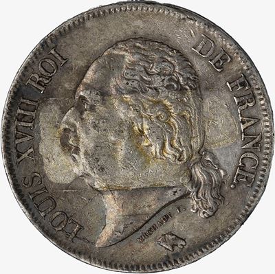 Francia, 5 Franchi, 1824, Argento
