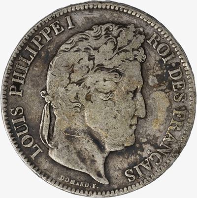 Francia, Luigi Filippo I, 5 Franchi, 1834, Argento, qBB