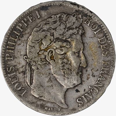 Francia, Luigi Filippo I, 5 Franchi, argento, 1835