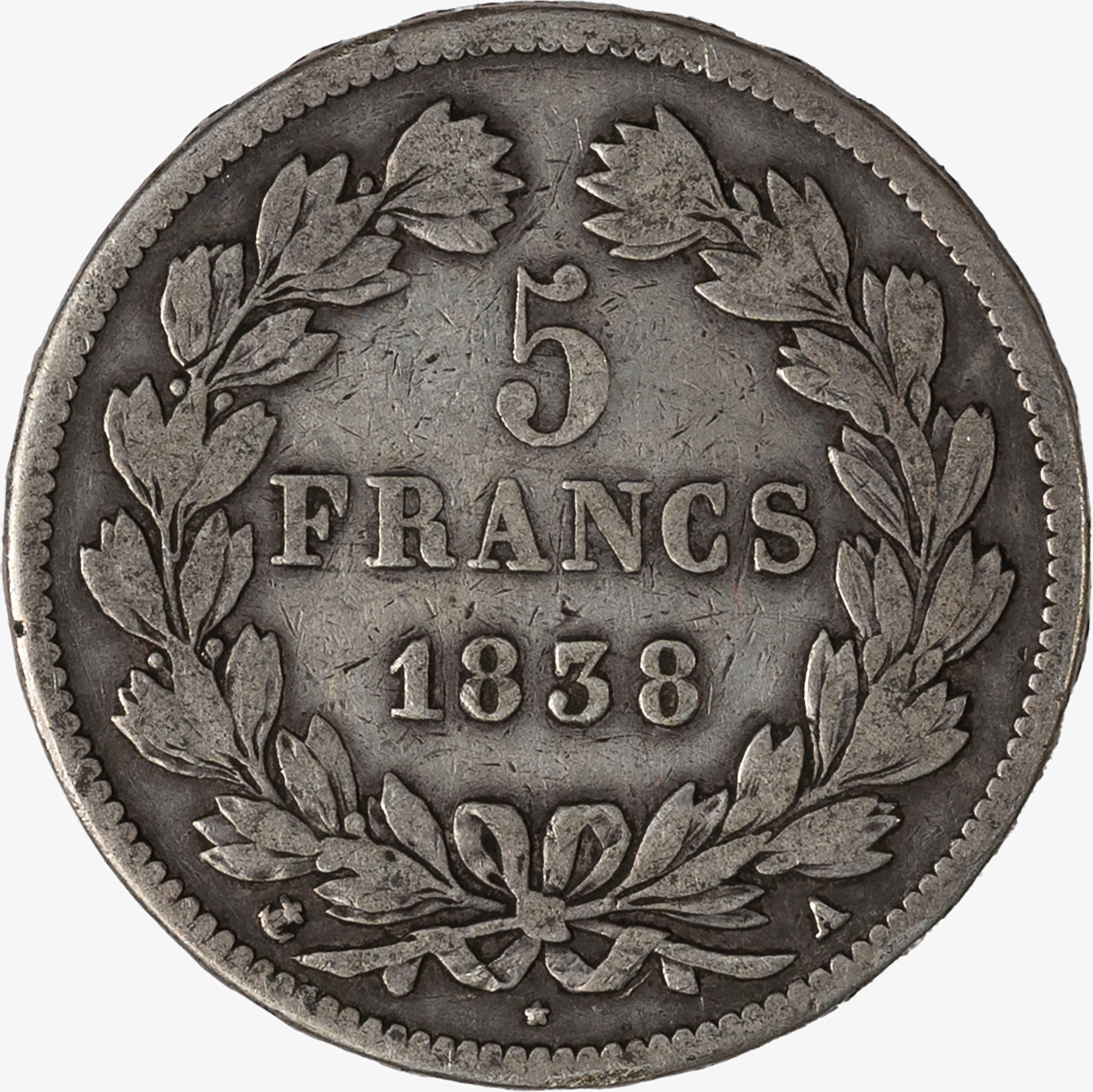 Francia, Luigi Filippo I, 1830-1848 - Francia, Luigi Filippo I, 5 Franchi, 1838, argento qBB