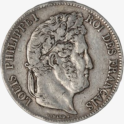 Francia, Luigi Filippo I, 5 Franchi in argento, 1839