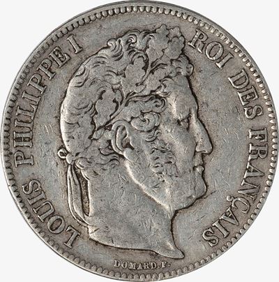 Francia, Luigi Filippo I, 5 Franchi, 1841, argento qBB