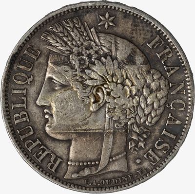 Francia, 5 Franchi, 1851, metallo argento