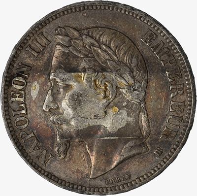 Francia, 5 Franchi, 1868, argento, qBB