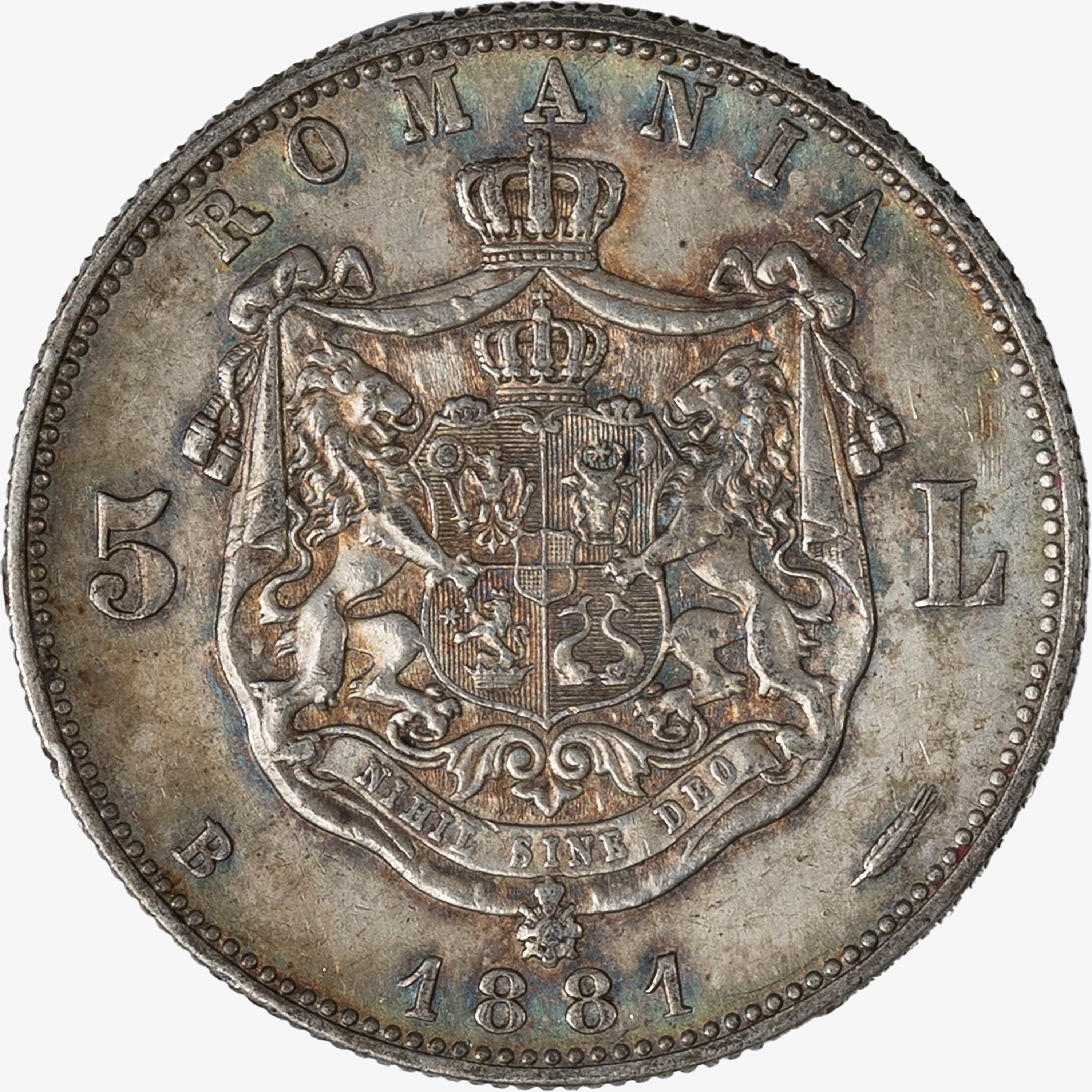 Romania, Carol I, 1881-1914 - Carol I di Romania, Moneta da 5 Lei in argento, 1881