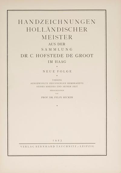 Handzeichnungen holländischer Meister, 1923