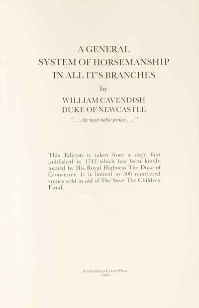 A General System of Horsemanship in All Its Branches. Riproduzione facsimile dell'edizione del 17...