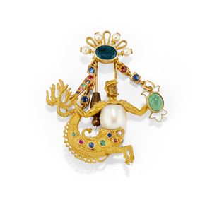 Brooch with colored stones