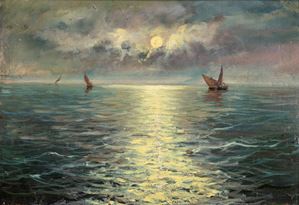 Balbi Angelo - Boats in the moonlight