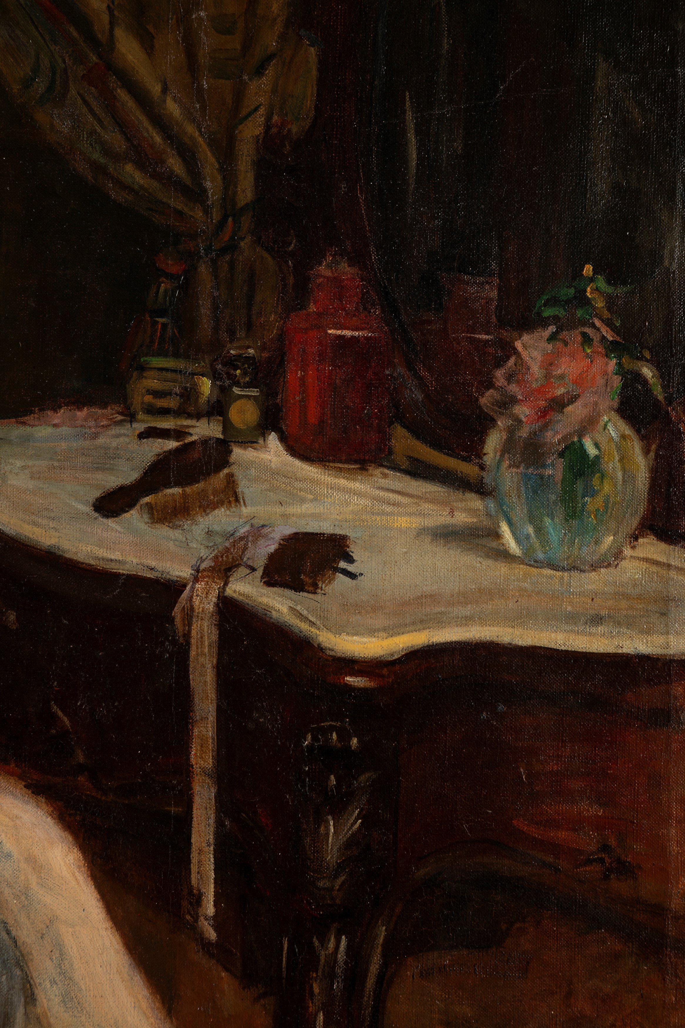 Attribuito a Giacomo Grosso (cambiano 1860-torino 1938) - Autore sconosciuto, Allo specchio, olio...