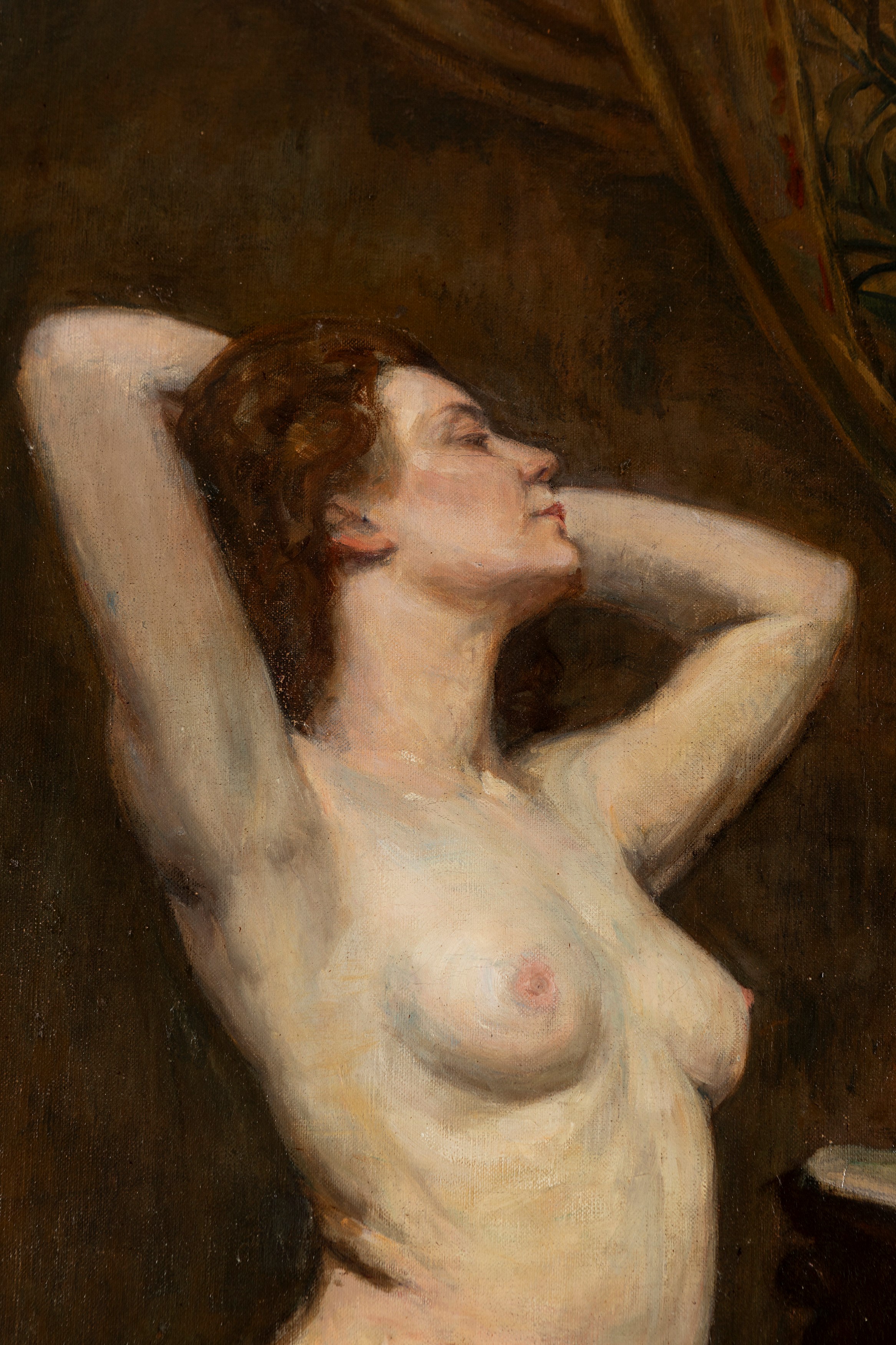 Attribuito a Giacomo Grosso (cambiano 1860-torino 1938) - Autore sconosciuto, Allo specchio, olio...