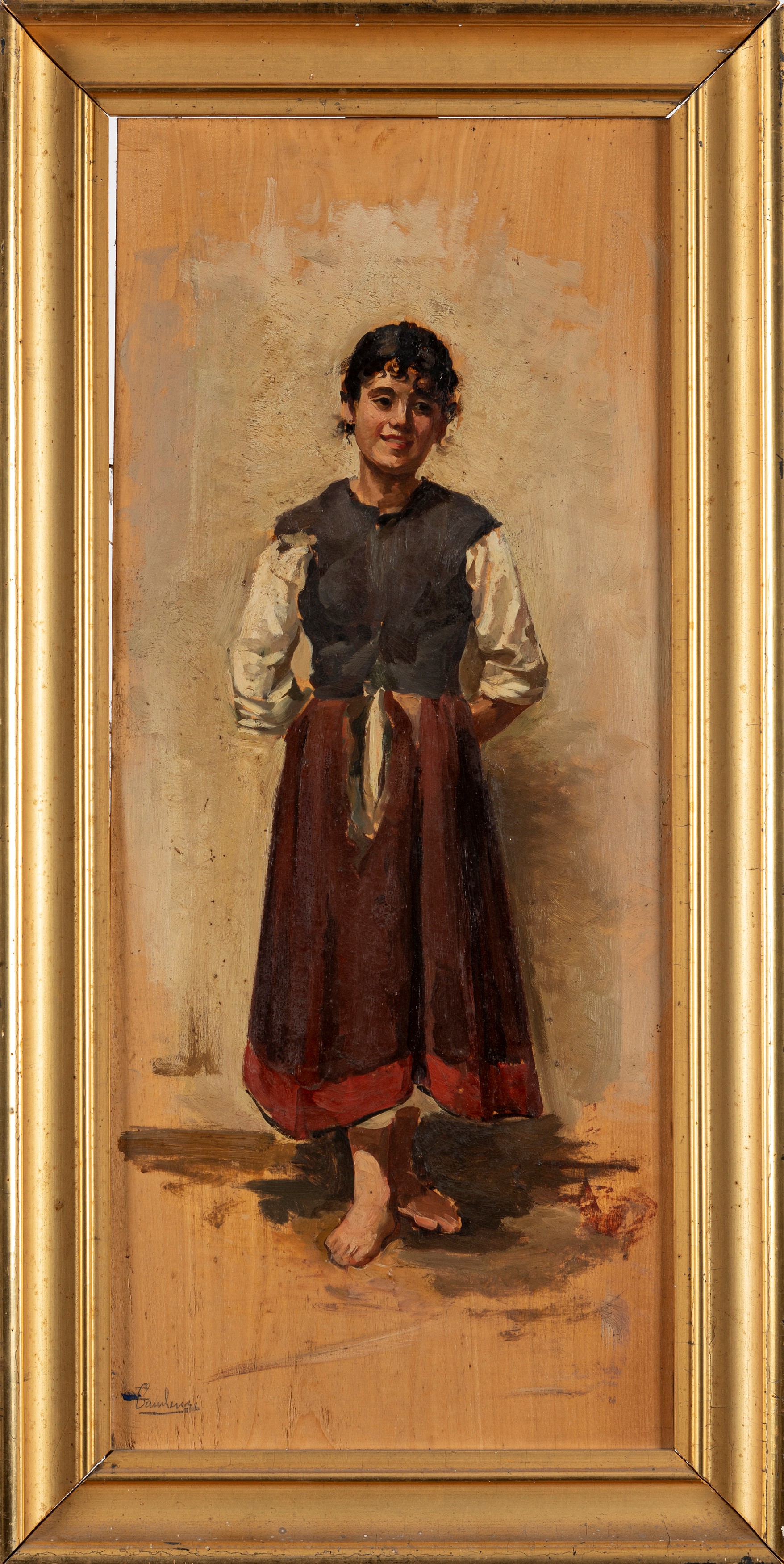 Giuseppe Gaudenzi - Popolani, coppia di oli su tavola