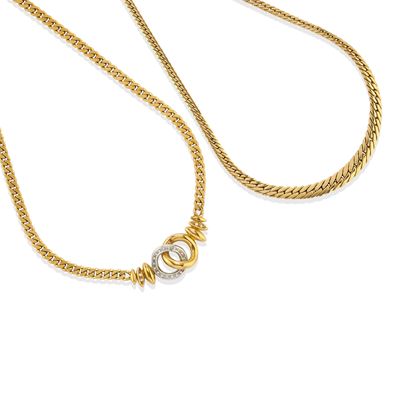 Due collane, oro bicolore 18k con diamanti