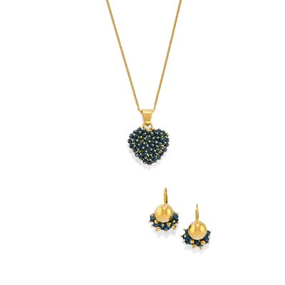 Demi-parure in oro giallo 18k con zaffiri