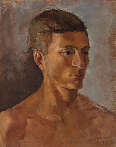 Ritratto del fratello Salvatore, olio su cartone