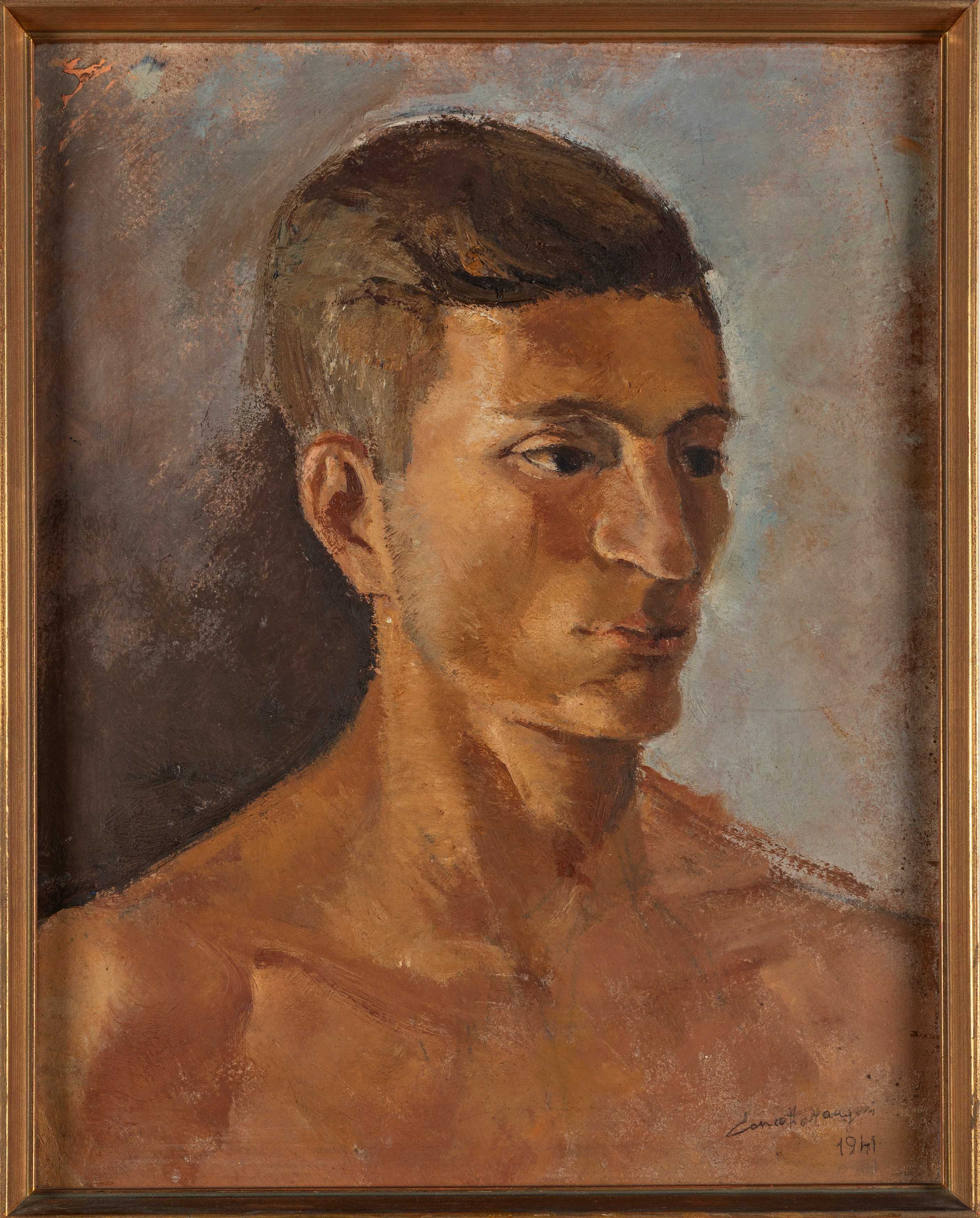 Concetto Maugeri - Ritratto del fratello Salvatore, olio su cartone