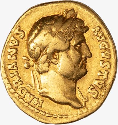 Impero Romano, Aureo di Adriano (117-138 d.C.), 125-128 d.C., oro, 7,12 gr, Diam. 20,24 mm