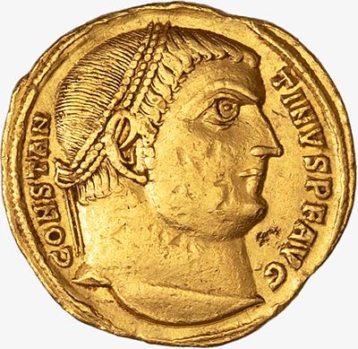 Costantino, Solido databile al 317-319 d.C., Zecca di Antiochia, AV, gr. 5,28