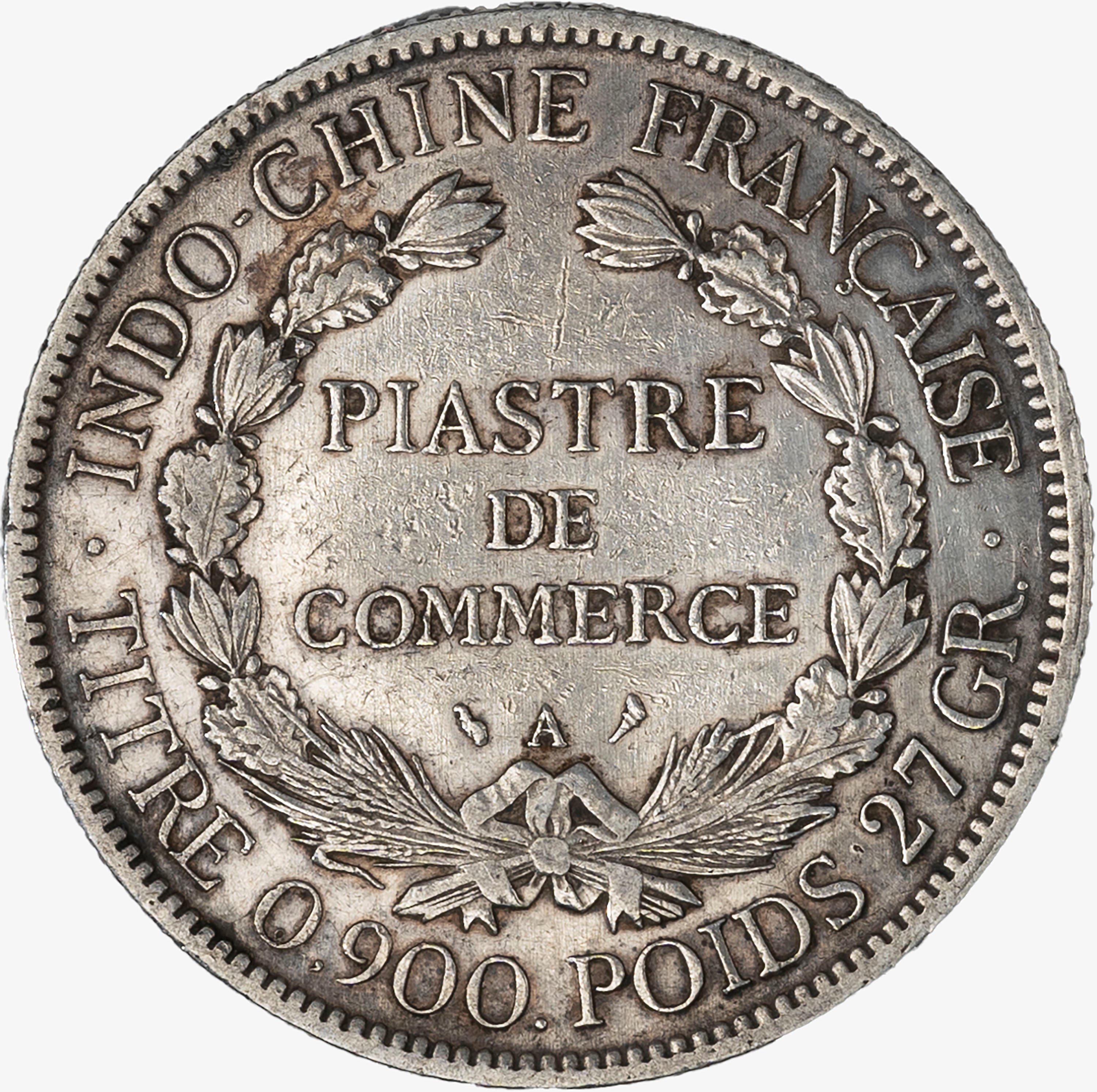 Indocina Francese - Piastre de Commerce, 1907, metallo Argent