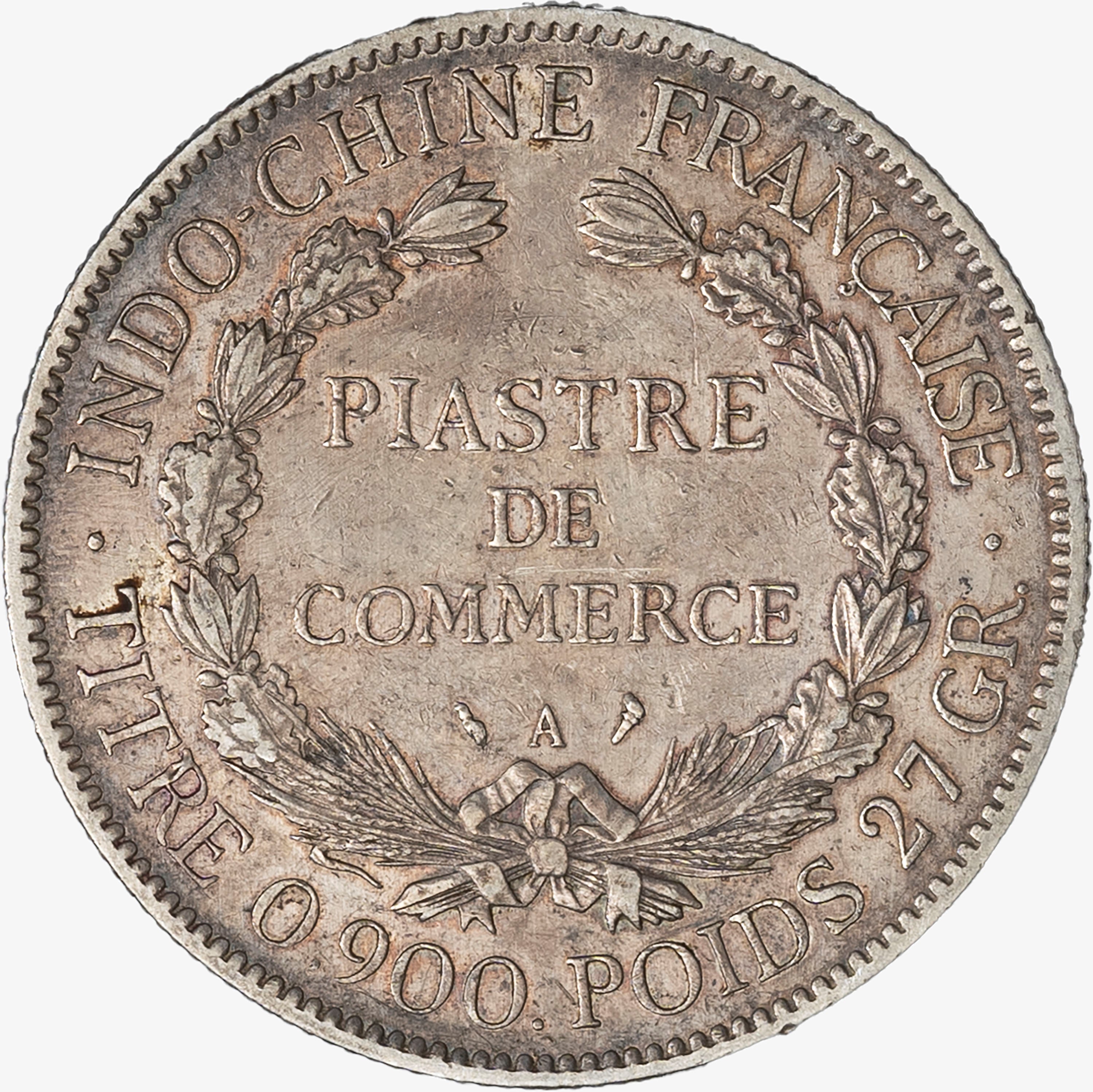 Indocina Francese - Piastre de Commerce, 1909, Metallo: Argento