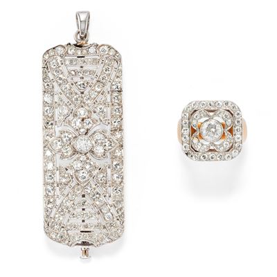 Pendente-spilla e Anello con Diamanti