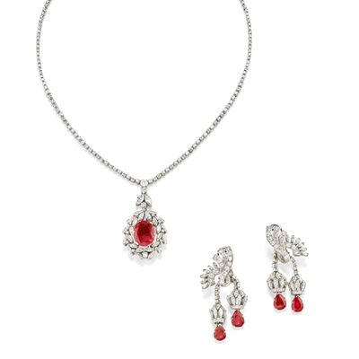 Collana e Orecchini con Rubini