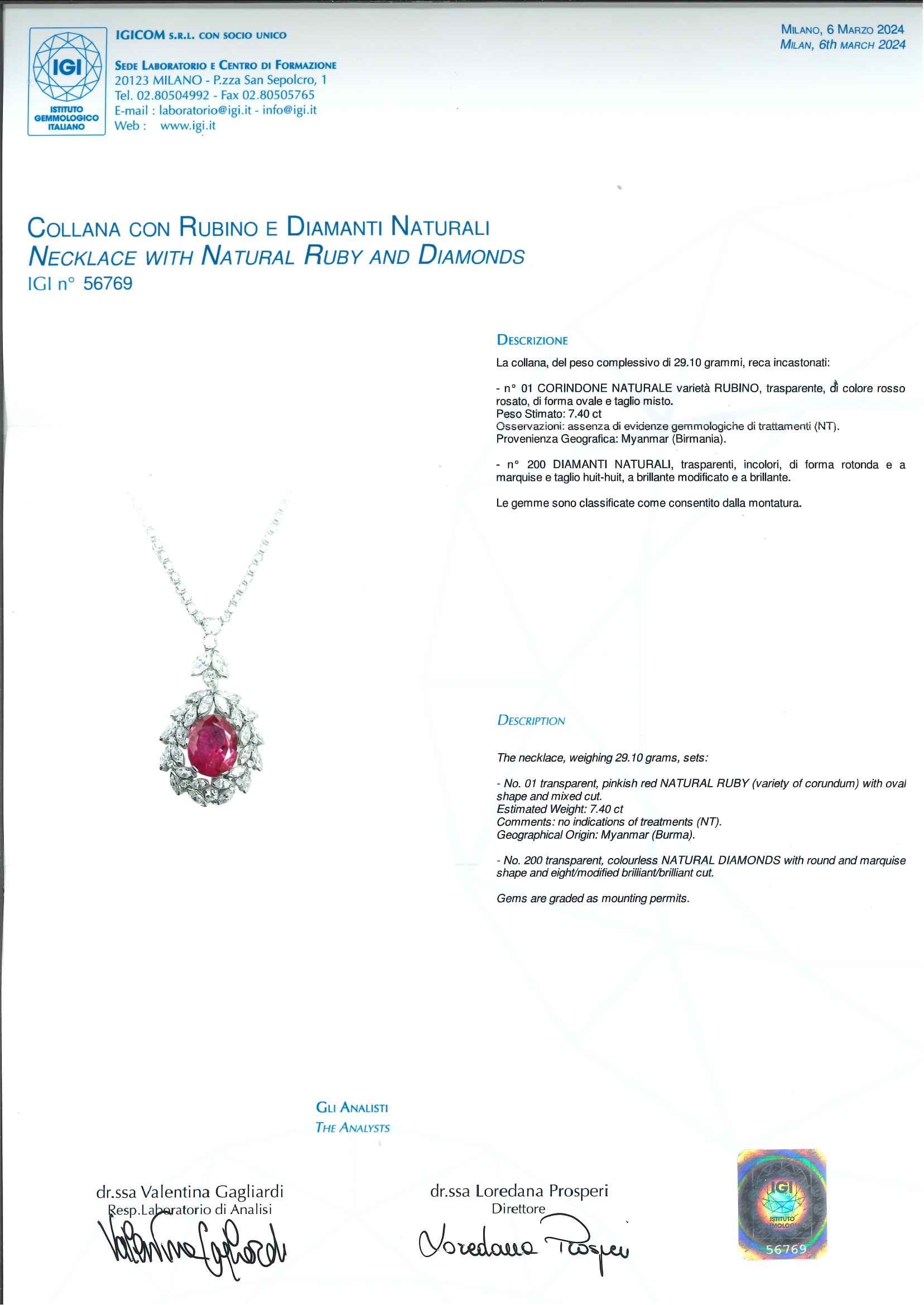 Collana e Orecchini con Rubini