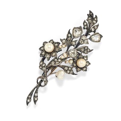 Spilla con diamanti in argento e oro